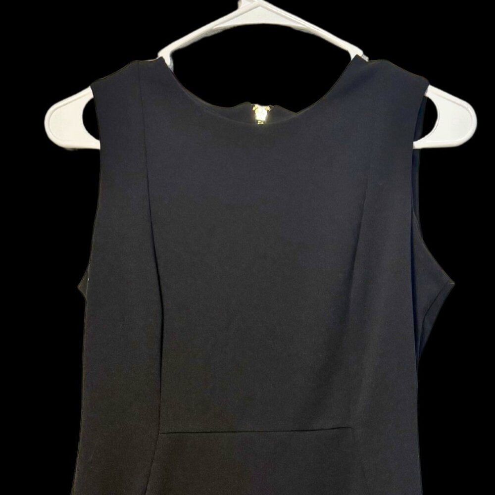 Calvin Klein Black Sleeveless Sheath Dress Gold Zip Back Size 4